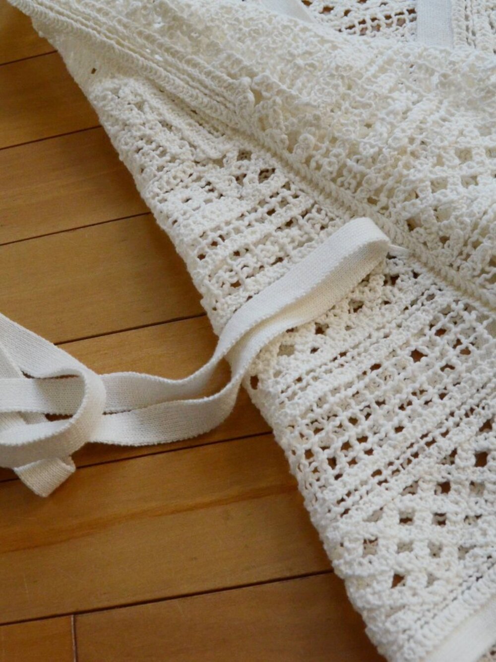 Anthropologie Knitted & Knotted Belted Crochet Cardigan Ivory Boho Size L NWT - Picture 9 of 12